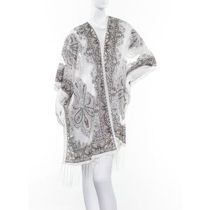 Zoe Madison Burnout Kimono : New : White/Brown